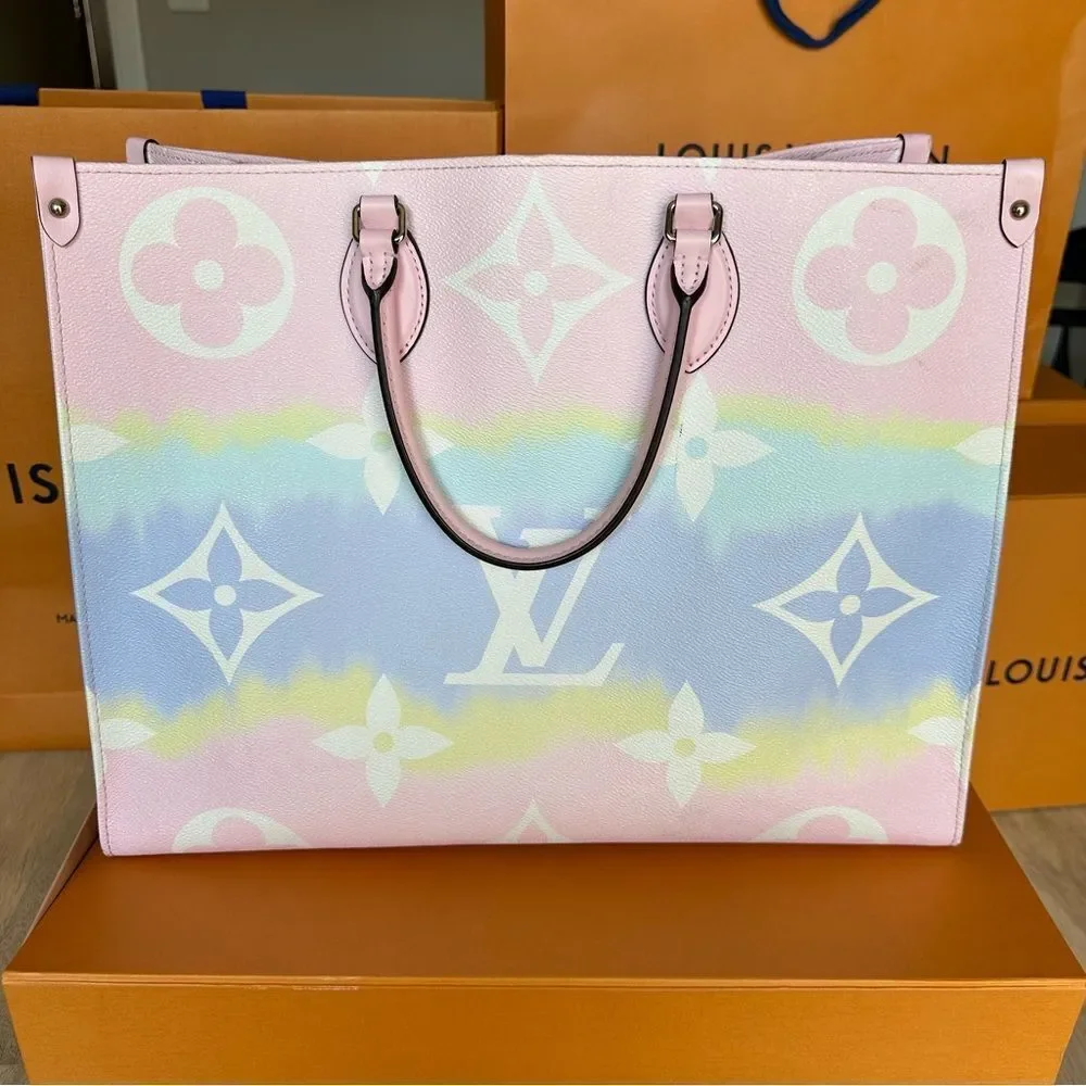 Louis Vuitton Pastel Gradient OnTheGo GM Tote Pink Blue Yellow Ombre Summer 2020